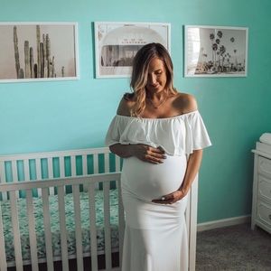 Pinkblush Ivory off-the-shoulder maternity maxi